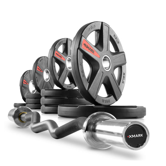 XMARK - Texas Star Olympic Weight Plates and Curl Barbell Sets