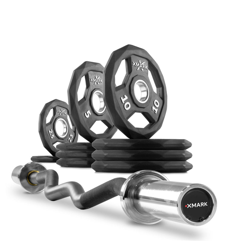 Load image into Gallery viewer, XMARK - Black DiamondOlympic Weight Plates and Curl Barbell Sets
