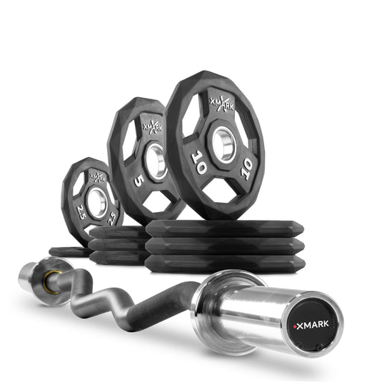 XMARK - Black DiamondOlympic Weight Plates and Curl Barbell Sets