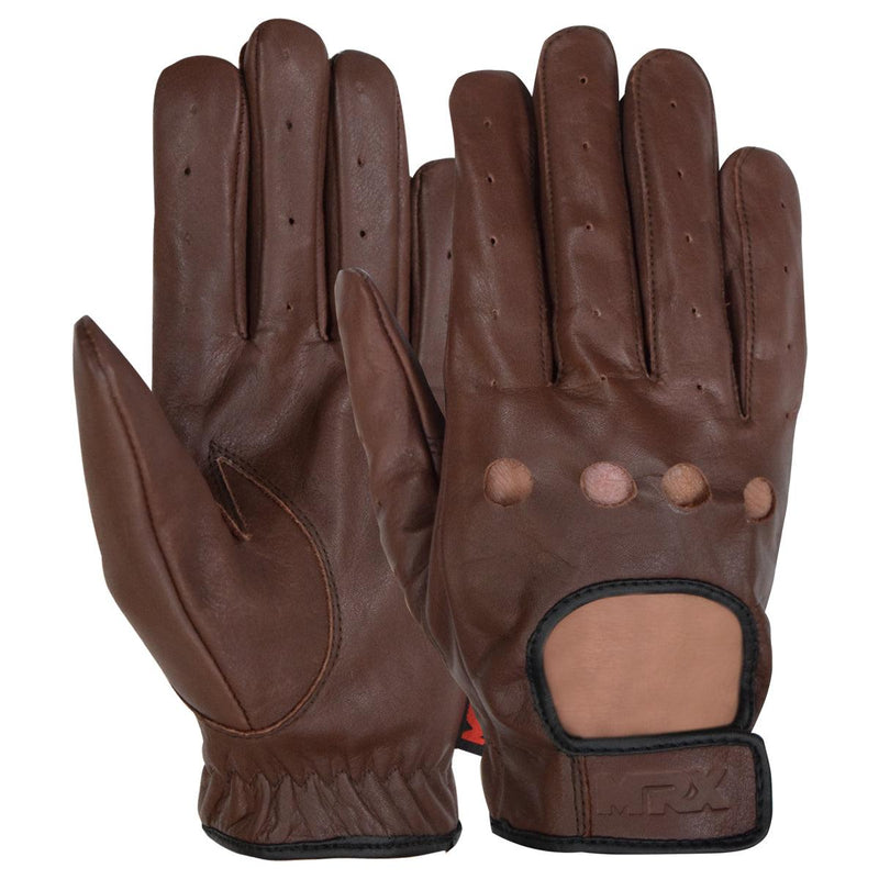 Load image into Gallery viewer, MRX - Driving Gloves Basic Soft Outdoor Glove Goat Leather Full Finger - Brown - Strap / S
