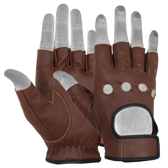 MRX - Driving Gloves Soft Leather Unlined Motorbike Riding Half Fingers Glove for Unisex