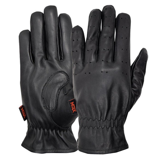 MRX - Driving Gloves Basic Soft Outdoor Glove Goat Leather Full Finger - Black / S