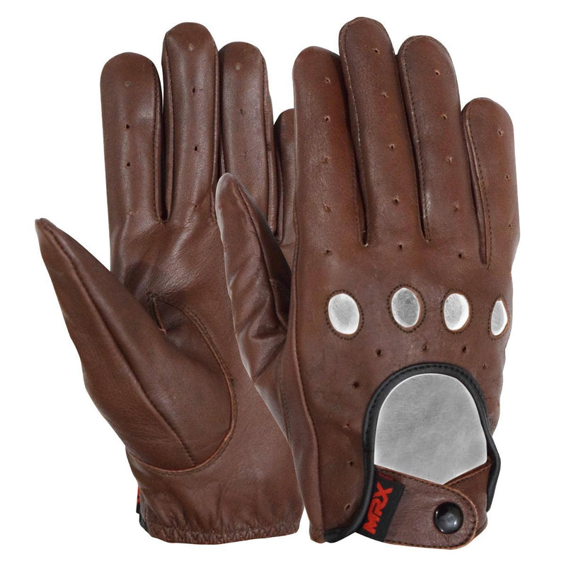 Load image into Gallery viewer, MRX - Driving Gloves Basic Soft Outdoor Glove Goat Leather Full Finger - Brown - Button / S
