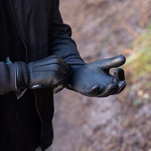 MRX - Men's Warm Winter Dress and Work Gloves, Thermal Lining, Genuine Black Leather