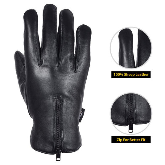 MRX - Men's Warm Winter Dress and Work Gloves, Thermal Lining, Genuine Black Leather