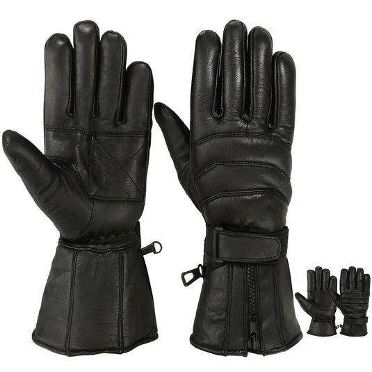 MRX - Mens Motorbike Gloves Cold Weather Motorcycle Riding Genuine Leather Black Glove