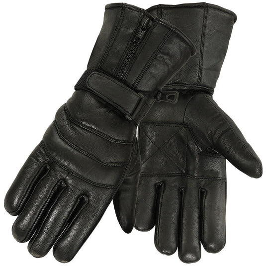 MRX - Mens Motorbike Gloves Cold Weather Motorcycle Riding Genuine Leather Black Glove