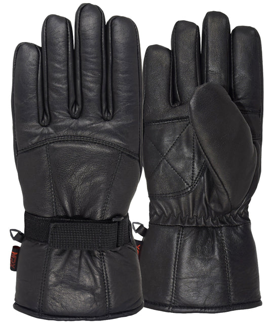 MRX - Mens Warm Winter Cold Weather Glove Leather Motorcycle Gloves Thermal Linning