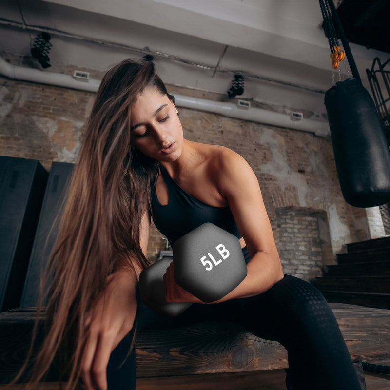 Load image into Gallery viewer, BalanceFrom Fitness 110 Pound Neoprene Coated Dumbbell Set with Stand, Black
