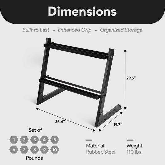 BalanceFrom Fitness - 110 Pound Neoprene Coated Dumbbell Set w/ Stand, Multicolor