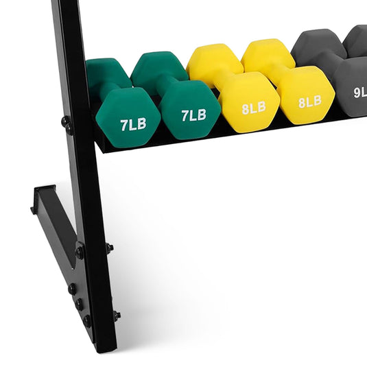 BalanceFrom Fitness - 110 Pound Neoprene Coated Dumbbell Set w/ Stand, Multicolor