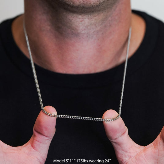 Elite Athletic Gear - 3mm Cuban Link Chain Necklace - Stainless Steel