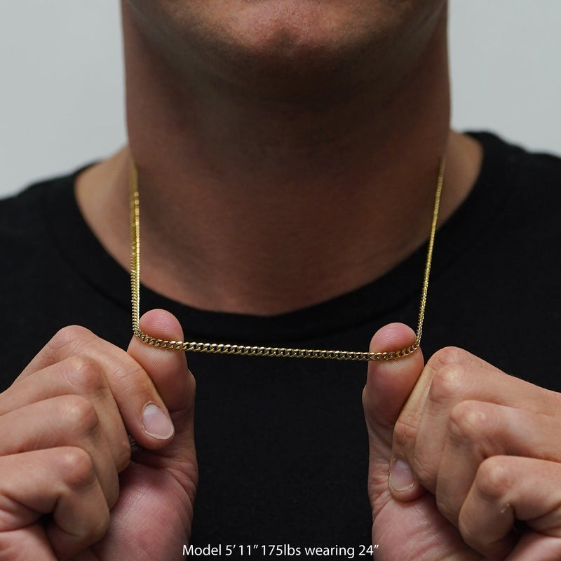 Load image into Gallery viewer, Elite Athletic Gear - 3mm Cuban Link Chain Necklace - 14K Gold Plated Stainless Steel
