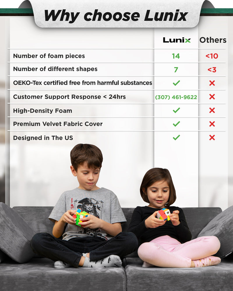 Load image into Gallery viewer, Lunix - LX15 14-Piece Modular Play Couch (Granite Gray)
