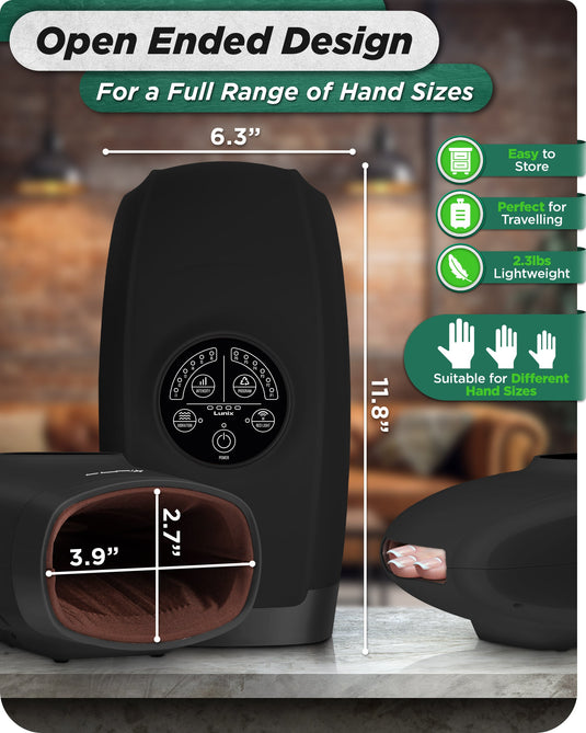 Lunix - LX33 Hand Massager with Red Light Therapy (Charcoal Black)