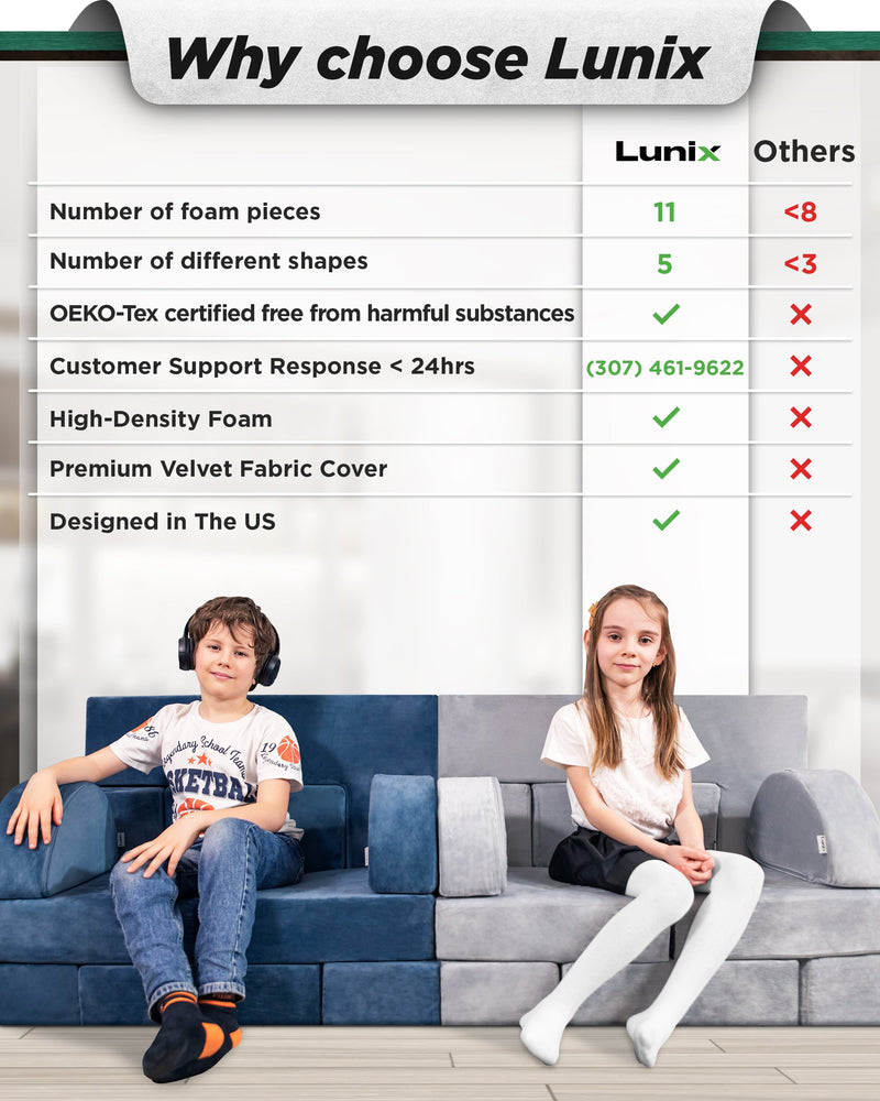 Load image into Gallery viewer, Lunix - LX22 11-Piece Modular Play Couch (Cloud Gray)
