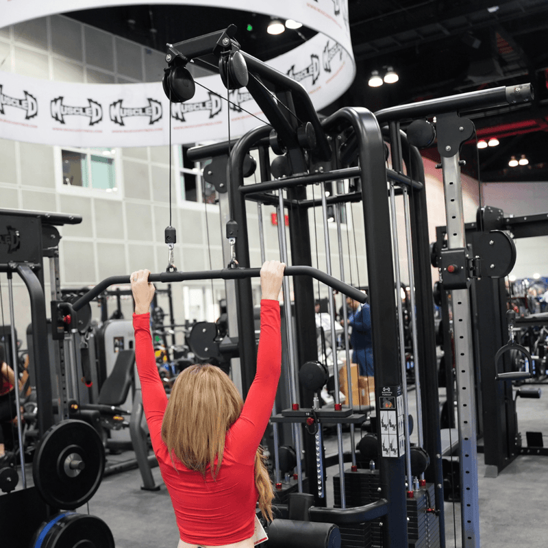 Load image into Gallery viewer, Muscle D Fitness - 4 Stack Megatron Deluxe Jungle Gym - Commercial Lat Pull, Low Row, Adj. Hi/Low Pulleys
