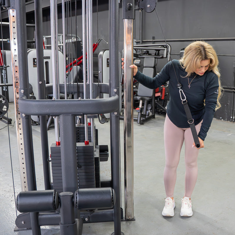 Load image into Gallery viewer, Muscle D Fitness - 4 Stack Megatron Standard Jungle Gym - 2 Colors - Low Row, Lat Pulldown, Single Handle Hi/low Pulley, Double Hi/Low Pulley

