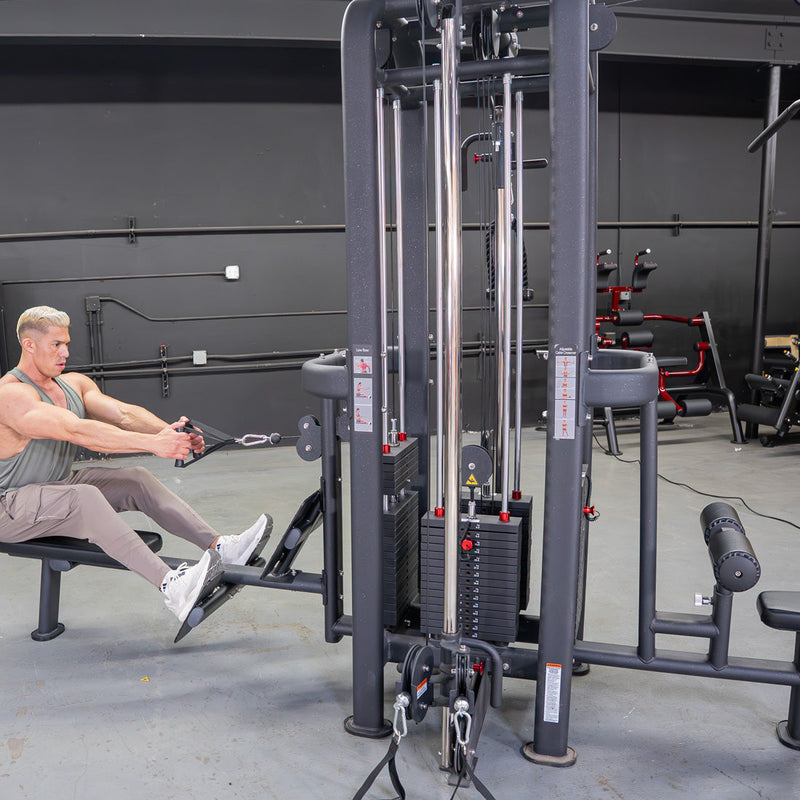 Load image into Gallery viewer, Muscle D Fitness - 4 Stack Megatron Standard Jungle Gym - 2 Colors - Low Row, Lat Pulldown, Single Handle Hi/low Pulley, Double Hi/Low Pulley
