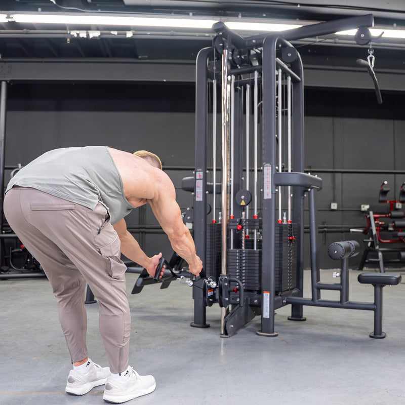 Load image into Gallery viewer, Muscle D Fitness - 4 Stack Megatron Standard Jungle Gym - 2 Colors - Low Row, Lat Pulldown, Single Handle Hi/low Pulley, Double Hi/Low Pulley
