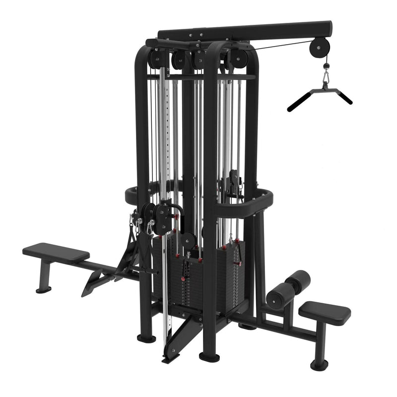 Load image into Gallery viewer, Muscle D Fitness - 4 Stack Megatron Standard Jungle Gym - 2 Colors - Low Row, Lat Pulldown, Single Handle Hi/low Pulley, Double Hi/Low Pulley
