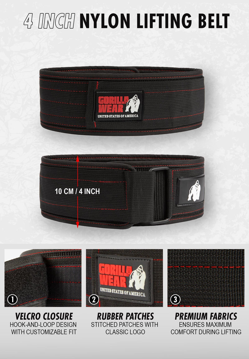 Load image into Gallery viewer, Gorilla Wear 4 Inch Nylon Lifting Belt - Black/Gray
