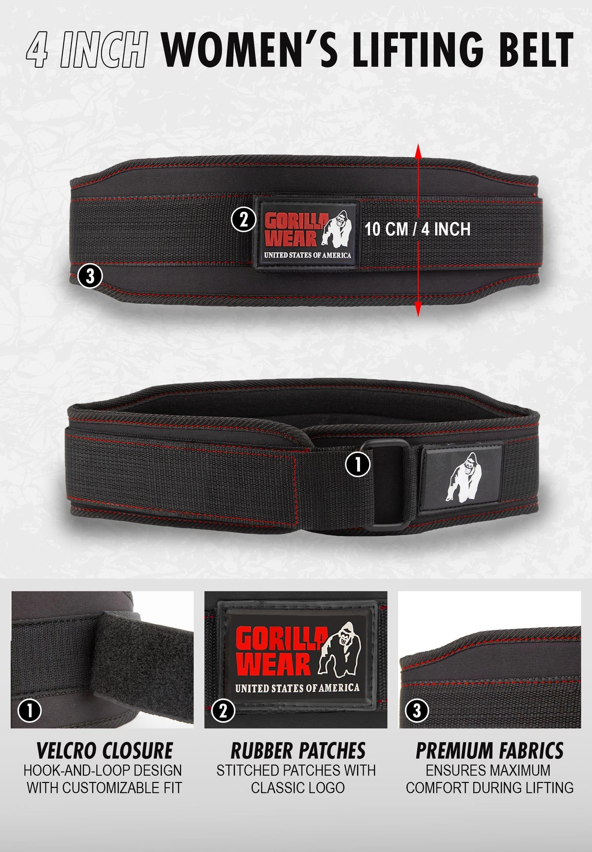 Gorilla Wear Halterriem - 4 Inch Premium Leather Lifting Belt - Zwart - 2XL/3XL Gorilla Wear Halterriem - 4 Inch Premium Leather Lifting Belt - Zwart - 2XL/3XL