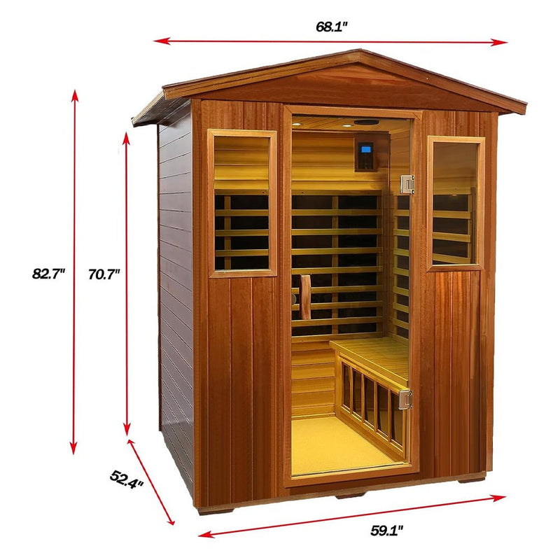 Load image into Gallery viewer, 4-Person Luxury Low EMF Outdoor FAR Infrared Home Sauna With Bluetooth Audio, 2050W (SAK15372)
