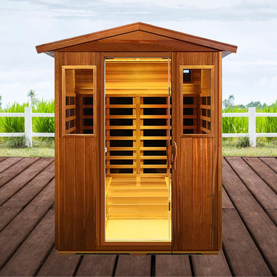 4-Person Luxury Low EMF Outdoor FAR Infrared Home Sauna With Bluetooth Audio, 2050W (SAK15372)