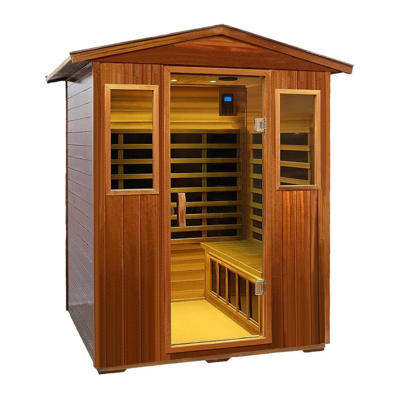 Load image into Gallery viewer, 4-Person Luxury Low EMF Outdoor FAR Infrared Home Sauna With Bluetooth Audio, 2050W (SAK15372)
