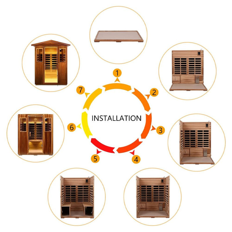 Load image into Gallery viewer, 4-Person Luxury Low EMF Outdoor FAR Infrared Home Sauna With Bluetooth Audio, 2050W (SAK15372)

