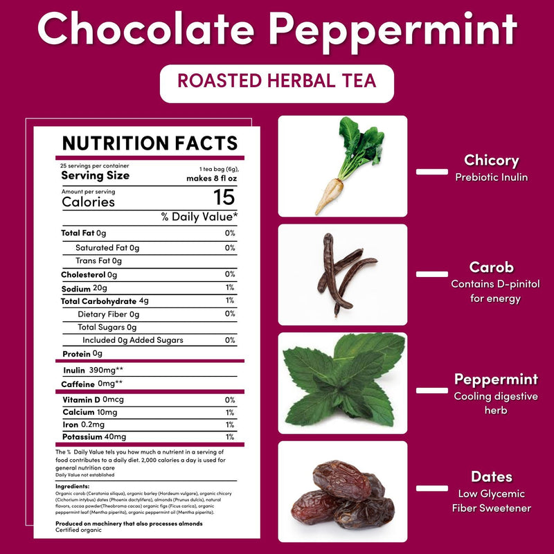 Load image into Gallery viewer, Teeccino - Chocolate Peppermint Roasted Herbal Tea
