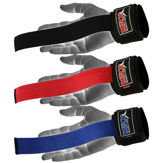MRX - Weight Lifting Bar Straps With Wrist Support Wraps Heavy Duty Bodybuilding Workout Gym Padded Strap Pair