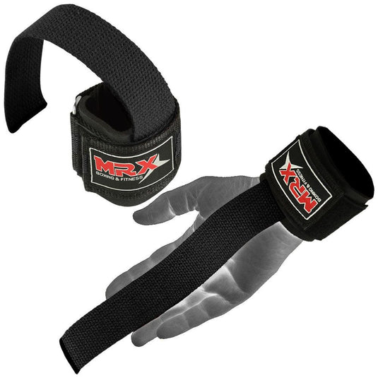 MRX - Weight Lifting Bar Straps With Wrist Wraps Heavy Duty Bodybuilding Workout Gym Strap