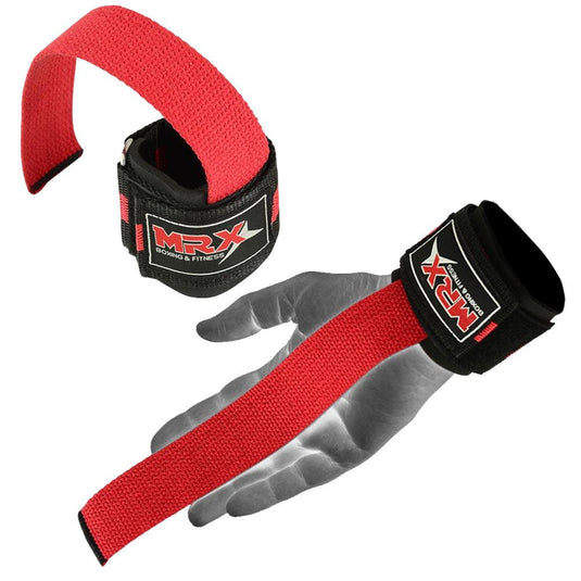 MRX - Weight Lifting Bar Straps With Wrist Wraps Heavy Duty Bodybuilding Workout Gym Strap