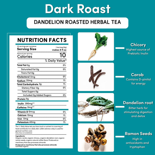 Teeccino - Dandelion Dark Roast Roasted Herbal Tea