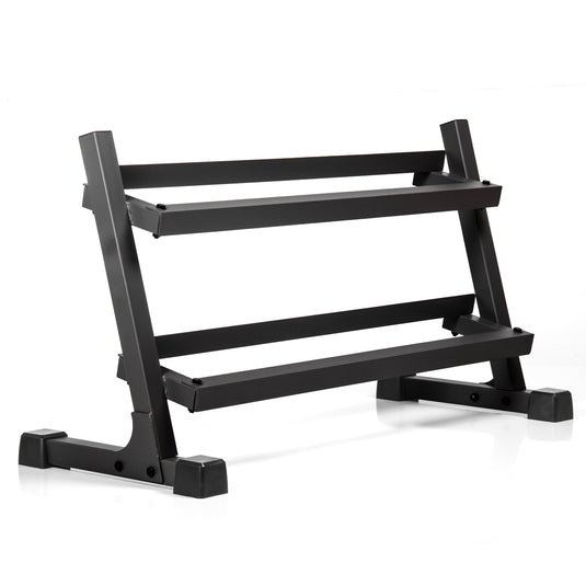 XMARK - 10 to 50 lbs. Rubber Hex Dumbbell Pairs Includes 2-Tier Storage Rack