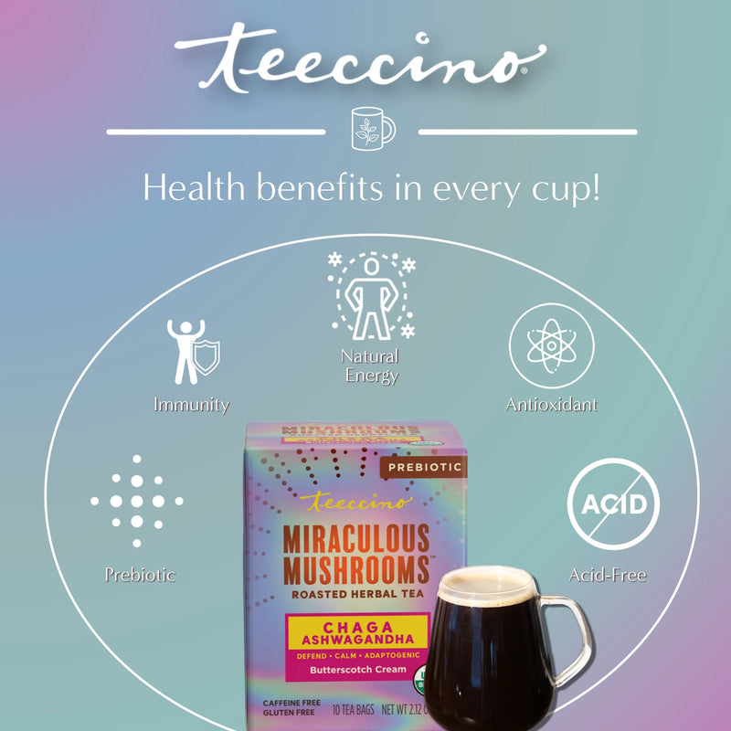 Load image into Gallery viewer, Teeccino - Chaga Ashwagandha Butterscotch Cream Mushroom Herbal Tea
