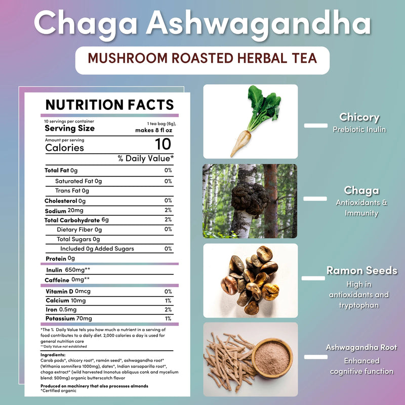 Load image into Gallery viewer, Teeccino - Chaga Ashwagandha Butterscotch Cream Mushroom Herbal Tea
