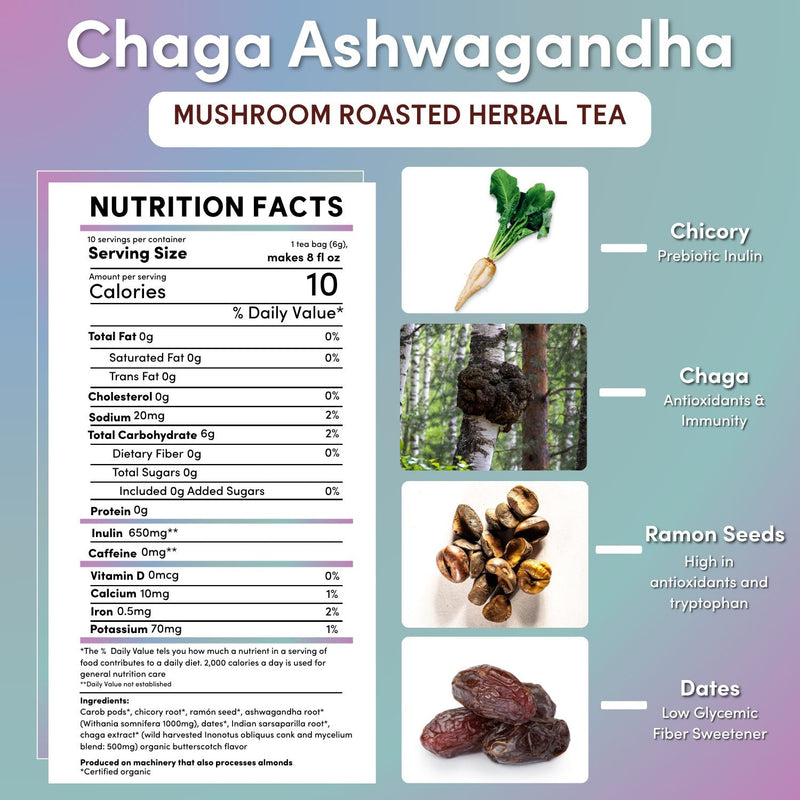 Load image into Gallery viewer, Teeccino - Chaga Ashwagandha Butterscotch Cream Mushroom Herbal Tea
