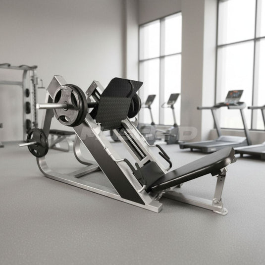 Muscle D Fitness - 45-Degree Compact Leg Press - Space Saving Design, Plate Loaded, Adjustable Back Pad