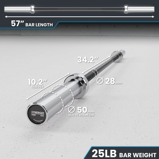 Synergee - 20 lb / 25 lb Olympic Barbell (4 ft / 4'8")