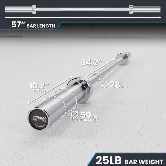 Synergee - 20 lb / 25 lb Olympic Barbell (4 ft / 4'8")