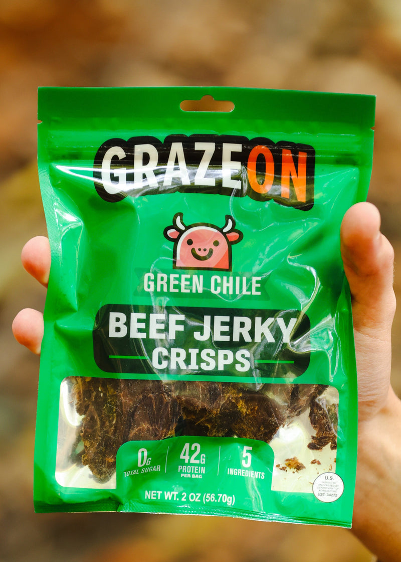 Load image into Gallery viewer, GrazeOn - Green Chile Beef Crisps (2 oz)
