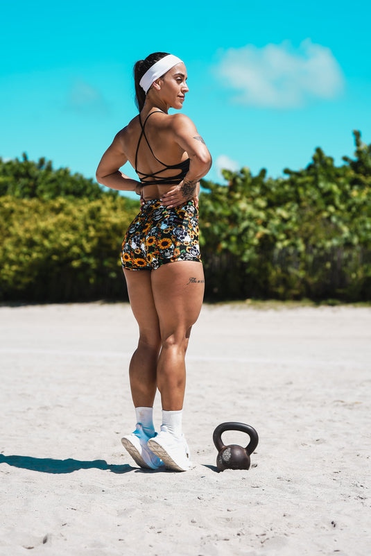 Peachy Athletic - Bones & Blooms Squat-Proof Gym Shorts