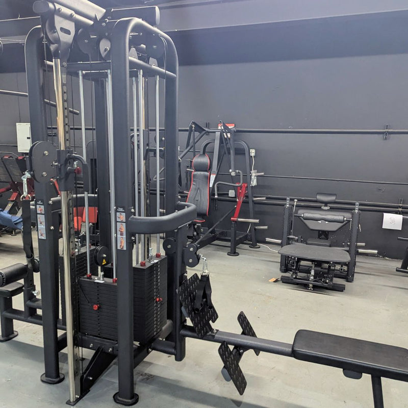 Load image into Gallery viewer, Muscle D Fitness - 4 Stack Megatron Standard Jungle Gym - 2 Colors - Low Row, Lat Pulldown, Single Handle Hi/low Pulley, Double Hi/Low Pulley
