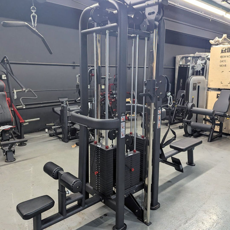 Load image into Gallery viewer, Muscle D Fitness - 4 Stack Megatron Standard Jungle Gym - 2 Colors - Low Row, Lat Pulldown, Single Handle Hi/low Pulley, Double Hi/Low Pulley
