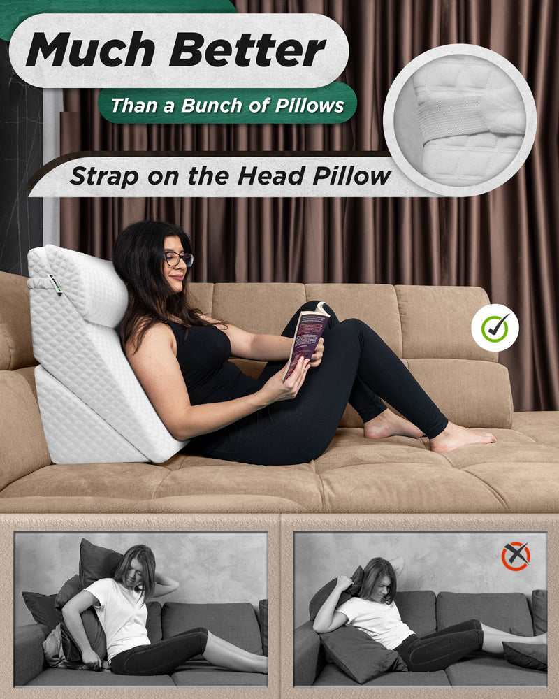 Load image into Gallery viewer, LX6 3pcs Orthopedic Bed Wedge Pillow System, with Hot Cold Pack White
