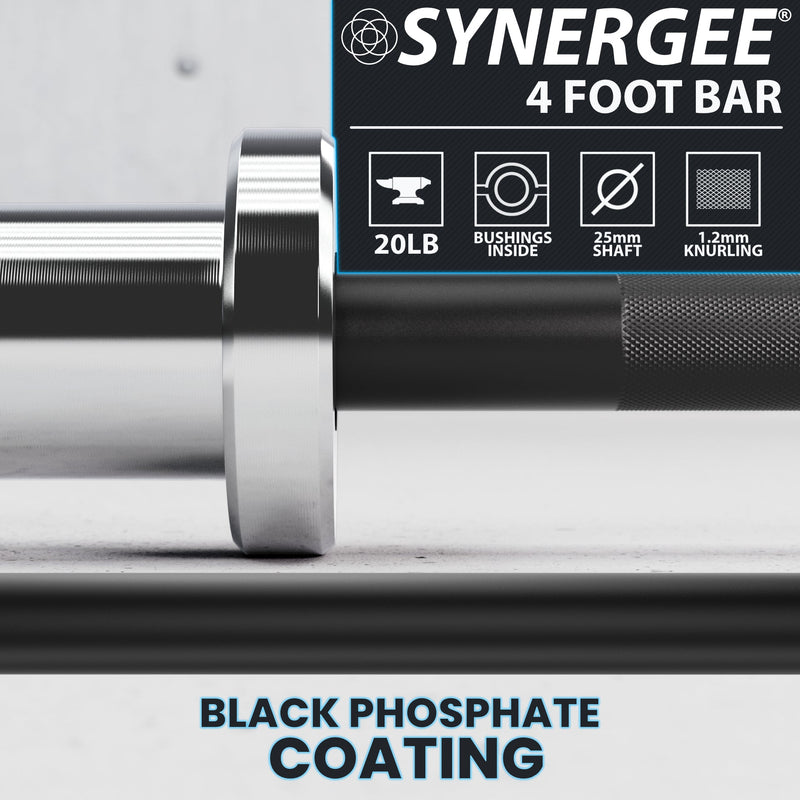 Load image into Gallery viewer, Synergee - 20 lb / 25 lb Olympic Barbell (4 ft / 4'8")

