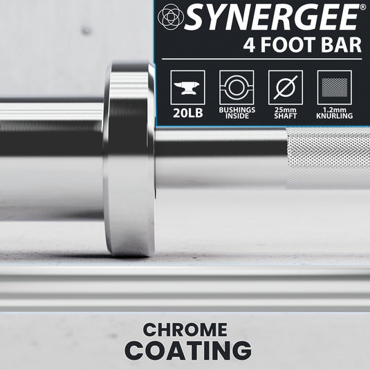 Synergee - 20 lb / 25 lb Olympic Barbell (4 ft / 4'8")